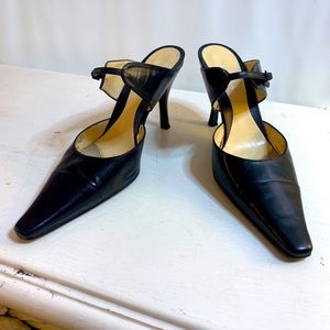 Black Leather Slide Highheels Nine West 8.5